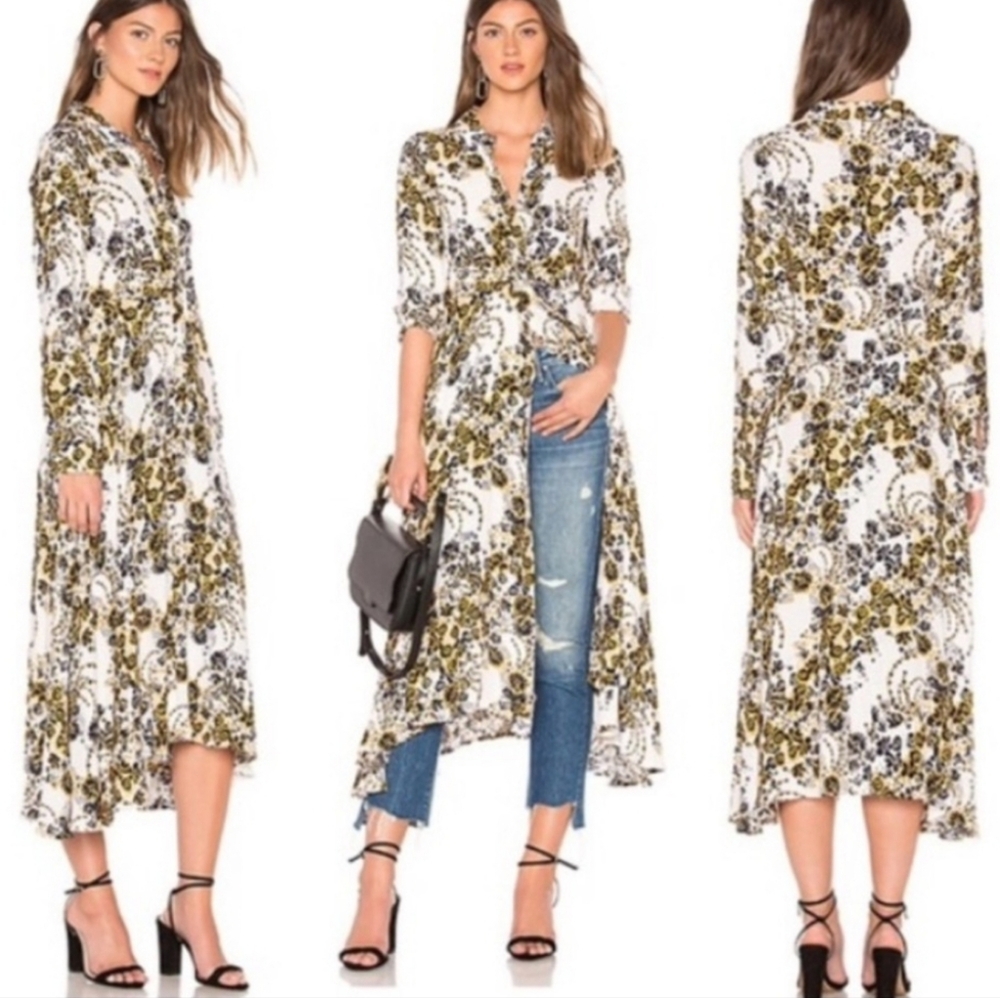 NWT FREE PEOPLE Long Sleeves Maxi Shirt Dress Size 10